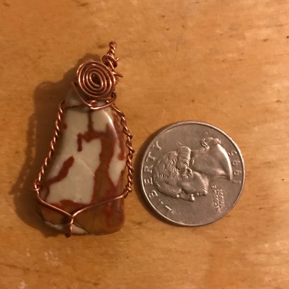 Handmade Picture Jasper Copper Wrapped Bohemian Artisan Pendant - Picture 6 of 10